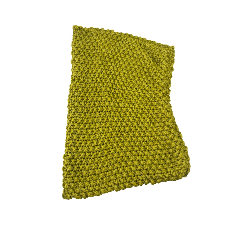 Handmade Chunky Knit Infinity Scarf Chartreuse Green Moss Stitch Cowl